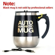 DaaSiGwaa Rechargeable Self Stirring Mug - Magnetic Electric Auto Mixing Stainless Steel Cup for Office/Kitchen/Travel/Home Coffee/Tea/Hot Chocolate/Milk-400 ml/13.5 oz(Black)